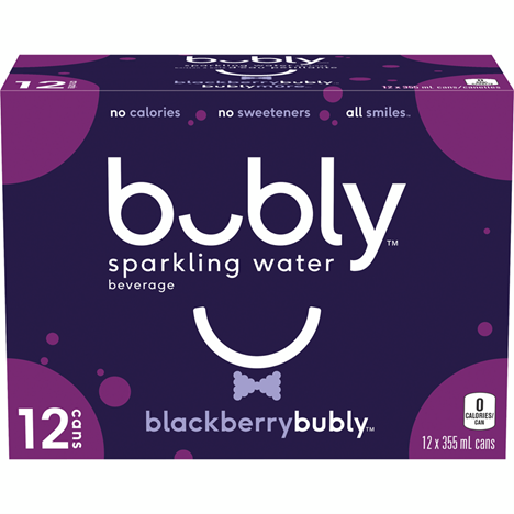 Bubly Sparkling Water Blackberry Cans Case/12 x 355 mL