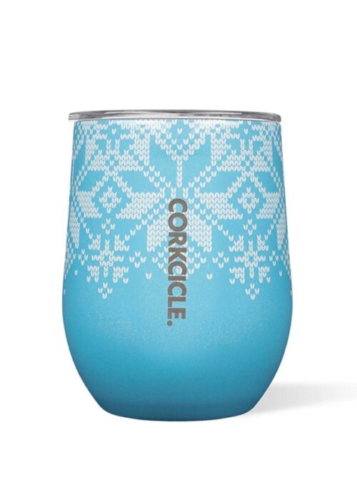 Corkcicle Stemless Cup 12 oz – Blue Fairisle