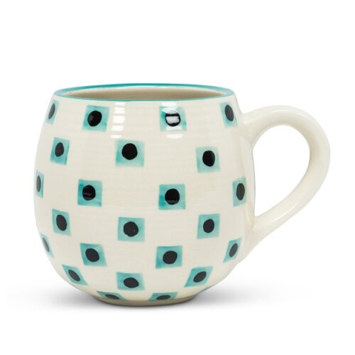 Abbott Ball Mug 14 oz – Aqua Dots & Squares